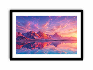 Pastel mountain landscape canvas art for modern bedroom and minimalist living room decor.