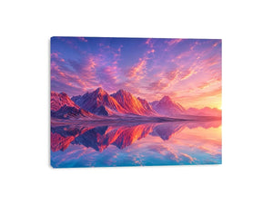 Pastel mountain landscape canvas art for modern bedroom and minimalist living room decor.