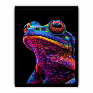 Neon Bloom Frog canvas art for modern luxury decor.