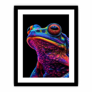 Neon Bloom Frog canvas art for modern luxury decor.