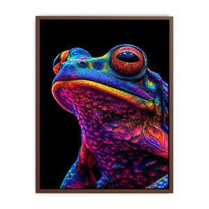 Neon Bloom Frog canvas art for modern luxury decor.
