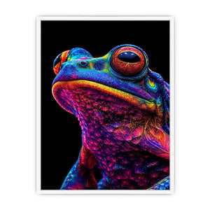 Neon Bloom Frog canvas art for modern luxury decor.