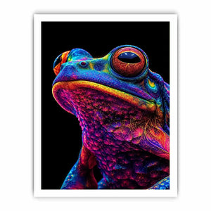 Neon Bloom Frog canvas art for modern luxury decor.