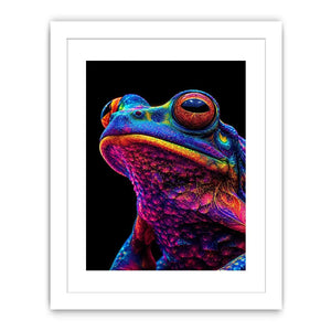 Neon Bloom Frog canvas art for modern luxury decor.