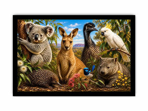 Australian wildlife collage artwork canvas art for elegant living room decor