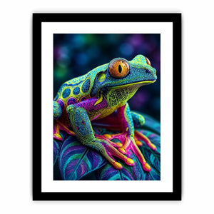 Colorful psychedelic frog artwork canvas art for elegant living room decor