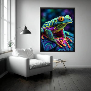 Colorful psychedelic frog artwork canvas art for elegant living room decor
