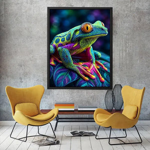 Colorful psychedelic frog artwork canvas art for elegant living room decor