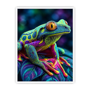 Colorful psychedelic frog artwork canvas art for elegant living room decor