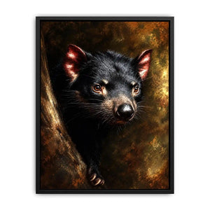 Tasmanian devil portrait canvas art for refined nature inspired office decor.