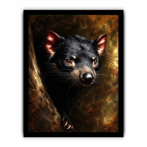 Tasmanian devil portrait canvas art for refined nature inspired office decor.