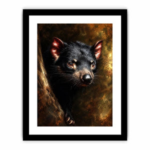 Tasmanian devil portrait canvas art for refined nature inspired office decor.