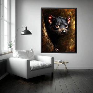 Tasmanian devil portrait canvas art for refined nature inspired office decor.