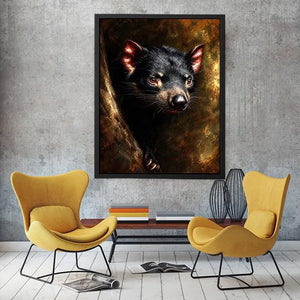 Tasmanian devil portrait canvas art for refined nature inspired office decor.