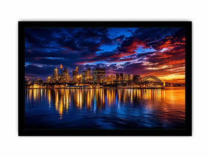 Sydney harbour skyline canvas art for dramatic modern living room decor.