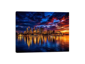 Sydney harbour skyline canvas art for dramatic modern living room decor.