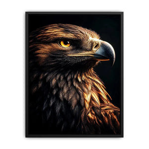 Eagle portrait canvas art with golden light for luxury office wall decor.