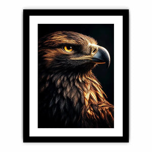 Eagle portrait canvas art with golden light for luxury office wall decor.