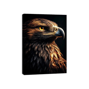 Eagle portrait canvas art with golden light for luxury office wall decor.