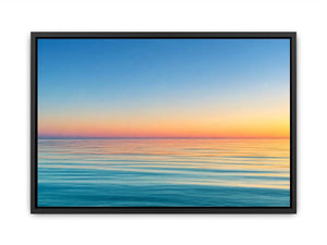 Pastel ocean horizon canvas art for calm coastal living room decor.