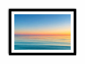 Pastel ocean horizon canvas art for calm coastal living room decor.