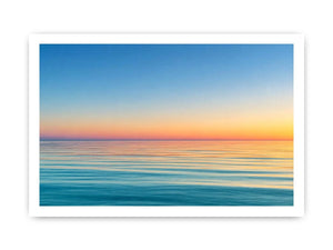 Pastel ocean horizon canvas art for calm coastal living room decor.