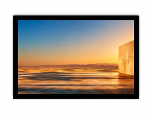 Minimal desert architecture canvas art for warm neutral living room decor.