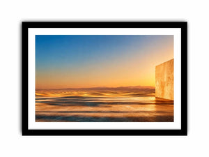 Minimal desert architecture canvas art for warm neutral living room decor.