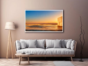 Minimal desert architecture canvas art for warm neutral living room decor.