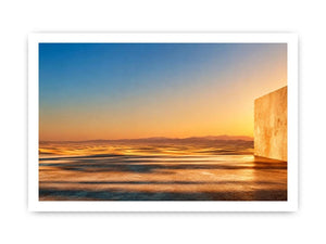 Minimal desert architecture canvas art for warm neutral living room decor.