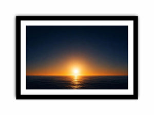 Dark ocean sunset canvas art with golden horizon for modern living room decor.