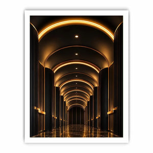 Luxury black and gold arch hallway canvas art for modern entryway decor.