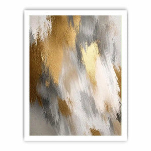Soft neutral abstract canvas art with beige and gold texture for bedroom wall decor.