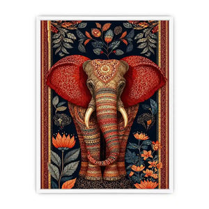 Ornate elephant floral canvas art for luxury living room decor.