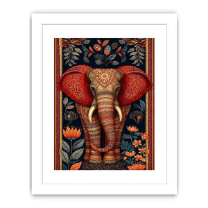 Ornate elephant floral canvas art for luxury living room decor.