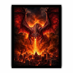 Fiery dragon fantasy canvas art for bold office or game room decor.