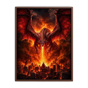 Fiery dragon fantasy canvas art for bold office or game room decor.