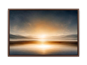 Minimal neutral shoreline canvas art for calm bedroom decor.