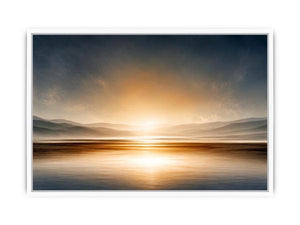 Minimal neutral shoreline canvas art for calm bedroom decor.