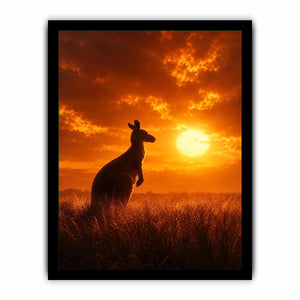 Kangaroo sunset canvas art for warm bedroom or hallway decor.
