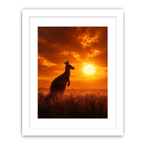 Kangaroo sunset canvas art for warm bedroom or hallway decor.