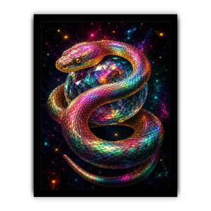 Colorful fantasy snake canvas art for bold creative room decor.