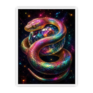 Colorful fantasy snake canvas art for bold creative room decor.
