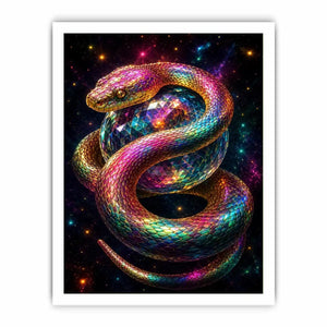 Colorful fantasy snake canvas art for bold creative room decor.