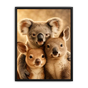 Koala and kangaroo canvas art for soft nursery room decor.