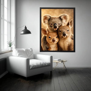 Koala and kangaroo canvas art for soft nursery room decor.