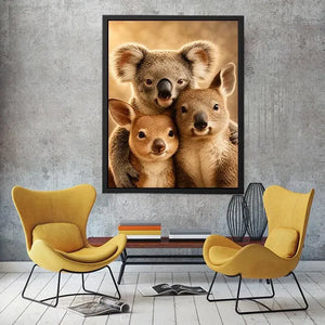 Koala and kangaroo canvas art for soft nursery room decor.
