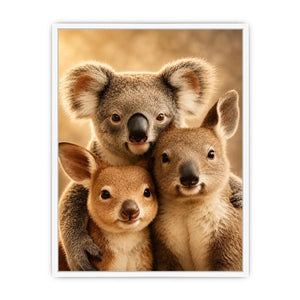 Koala and kangaroo canvas art for soft nursery room decor.