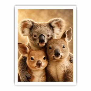 Koala and kangaroo canvas art for soft nursery room decor.