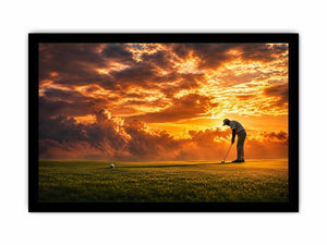 Golf sunset canvas art for office, mancave, or living room decor.